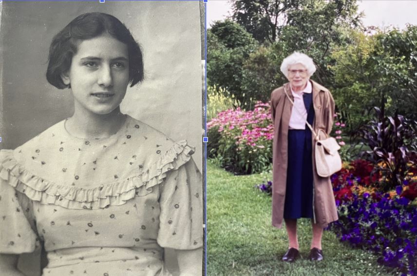 Hilde pictured as a young woman and later in life